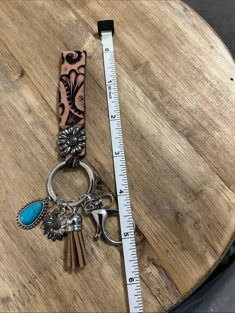 3/$18 Turquoise Flower Faux Leather Keychain - Women Accessories Lot 2141